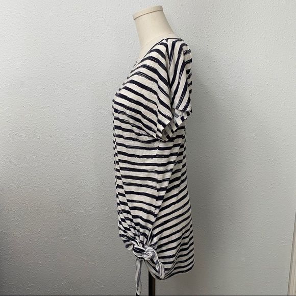 Michael Kors Striped Relaxed Fit  Tie Hem Top - Picture 3 of 7
